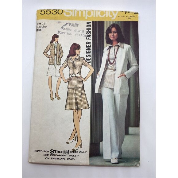 Simplicity 5530 Women's 16 Misses Cardigan Blouse Skirt Pants Knits Bust 38 Vtg - Picture 1 of 2